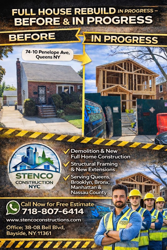 Queens Renovation – Full House Rebuild Before and In Progress, 74-10 Penelope Ave
